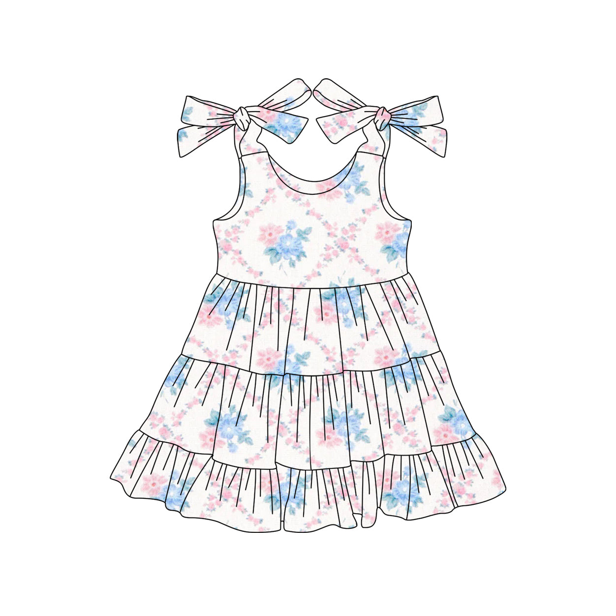6.11 GSD2401 Pre order Baby Girls Summer Dress baby girl clothes bow floral pink suspender dress