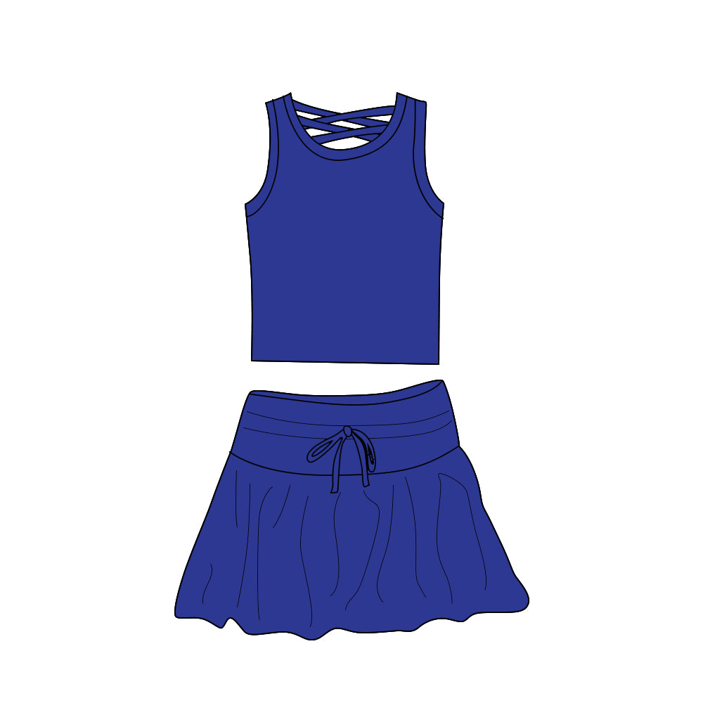 6.11 GSD2403 Pre order Baby Girls Summer Outfits baby girl clothes yoga blue sleeveless skirts dress