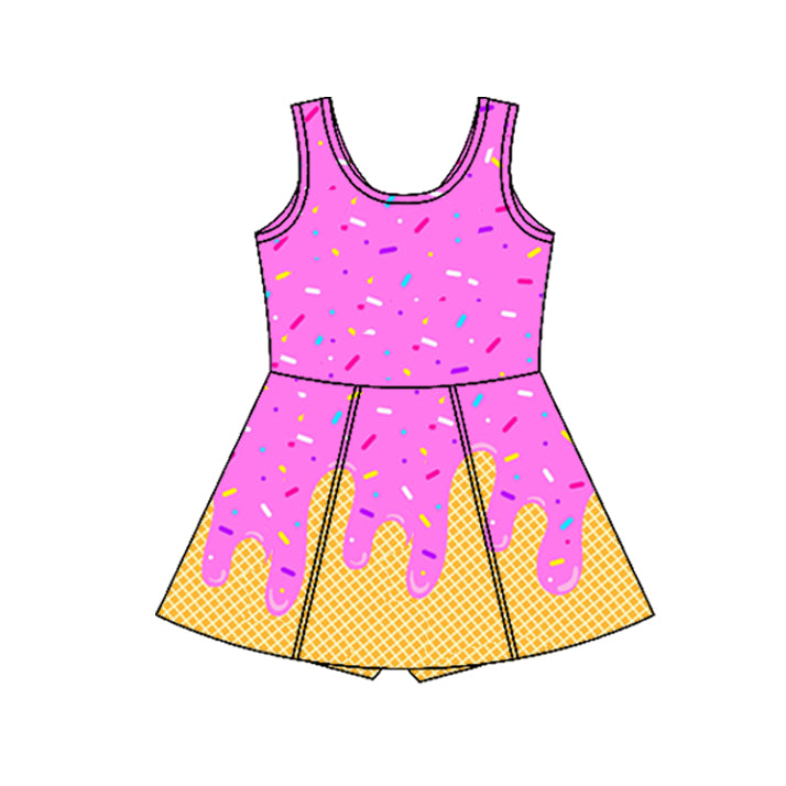 8.26 Pre order Baby Girls Summer Yoga Dress baby girl clothes team yoga dark pink sleeveless dress