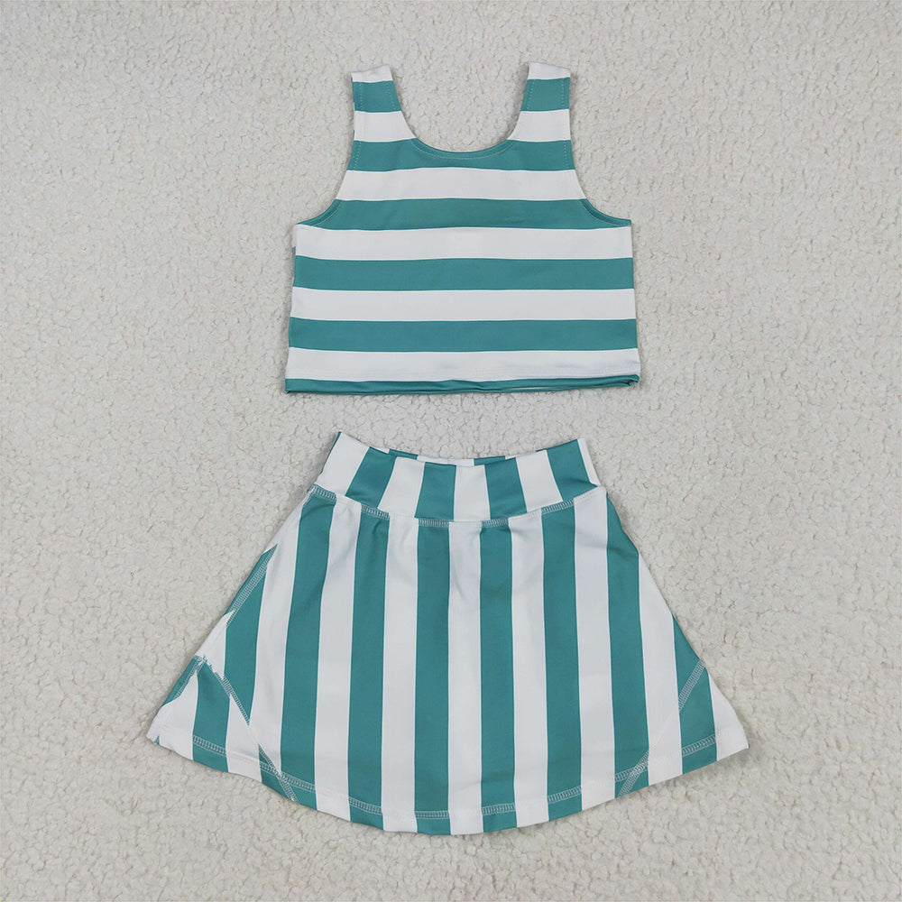 6.26 GSD2432 RTS NO MOQ Baby Girls Summer Yoga Outfits baby girl clothes yoga striped sleeveless dress
