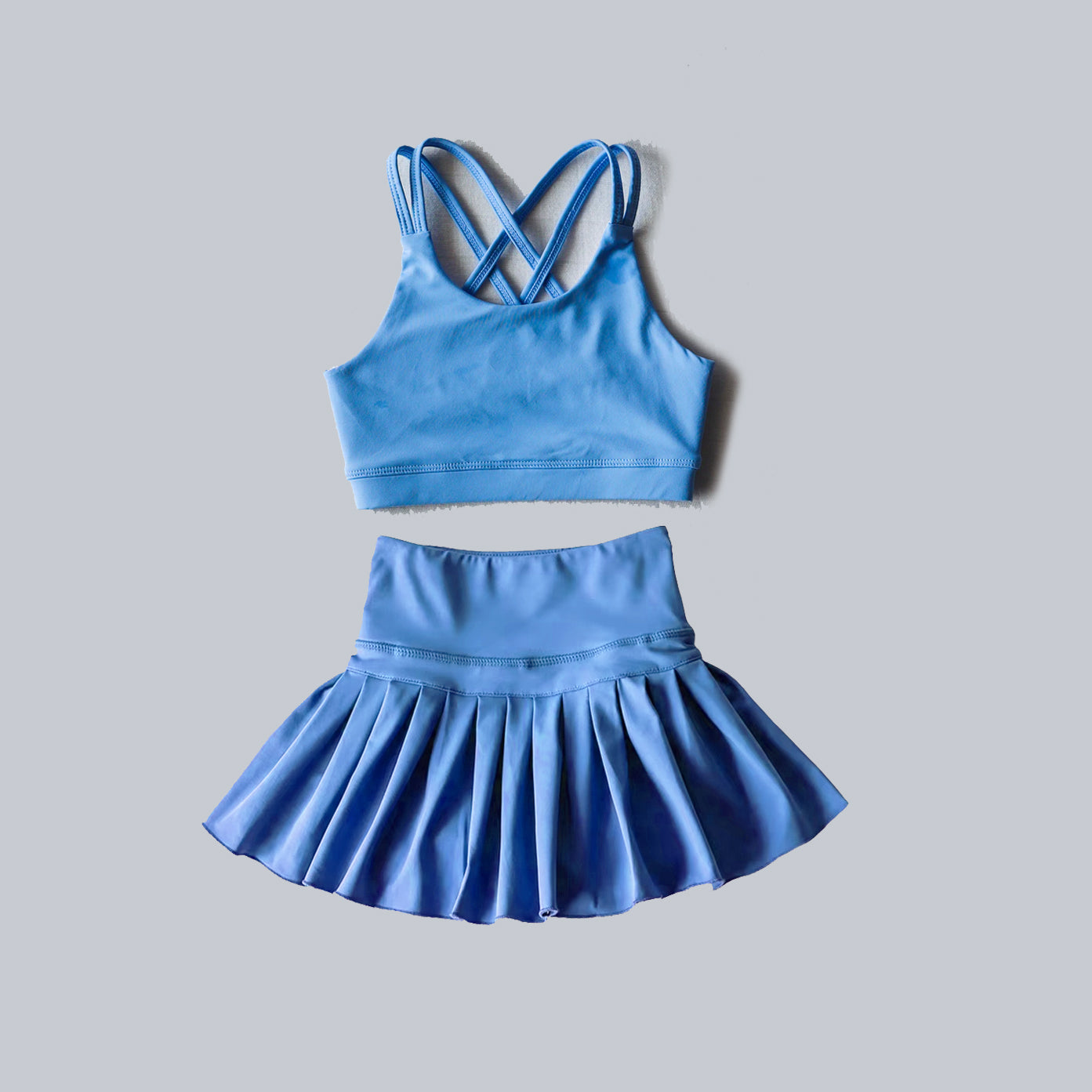 4.16 GSD2441 pre order no moq Baby Girls Summer Yoga Outfits baby girl clothes yoga dark blue sleeveless skirts set dress