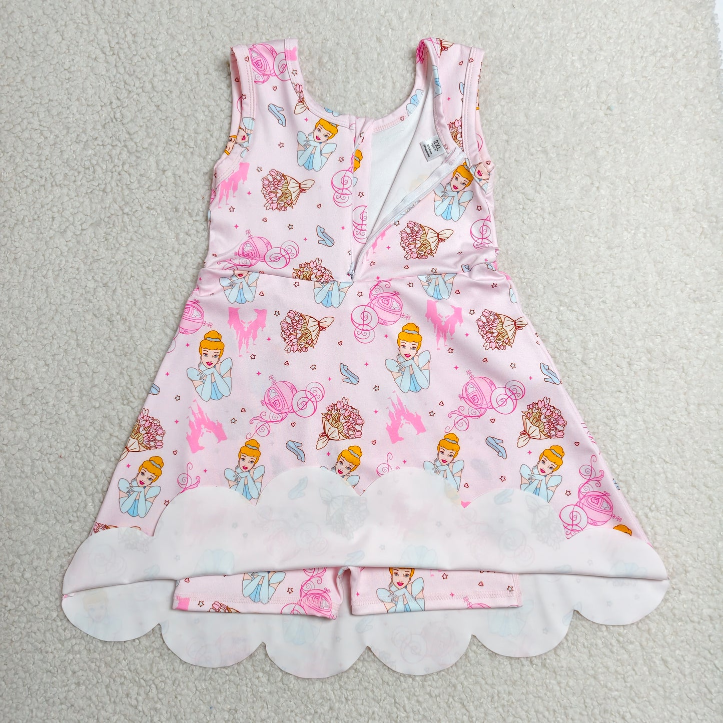 GSD2489 RTS NO MOQ (In stock)Baby Girls Pink Sleeveless Yoga Knee Length Dresses