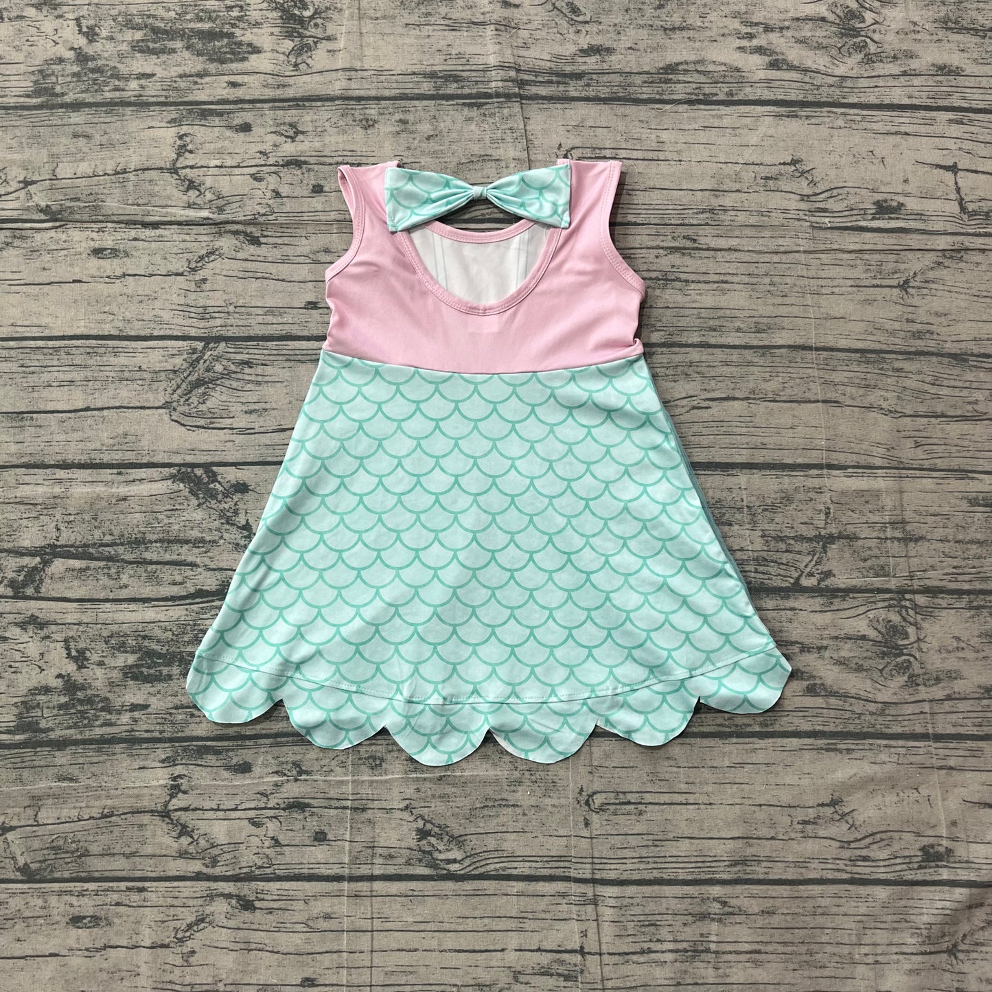 4.23 GSD2516 Sample No Moq Baby Girls Lavender Sleeveless Blue Mermaid Knee Length Dress