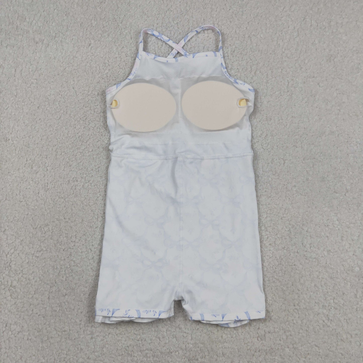 GSD2580 RTS NO MOQ (In stock )Straps blue bows floral ruffle kids girls athletic dresses