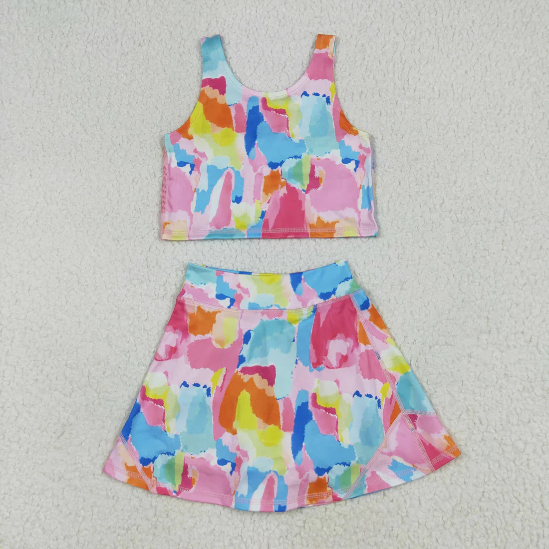 10.1 RST Sibling Baby Girls Sleeveless Bows Cheer Vest Top Yoga Athletic Skorts Sets