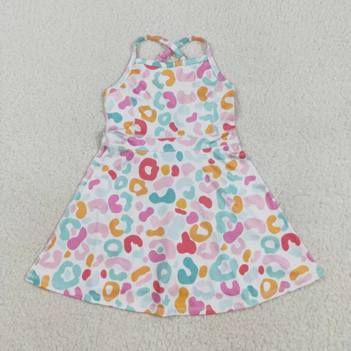 9.29 RST Sibling 3 Colors Baby Girls Colorful Leopard Shorts Yoga Active Knee Length Dresses