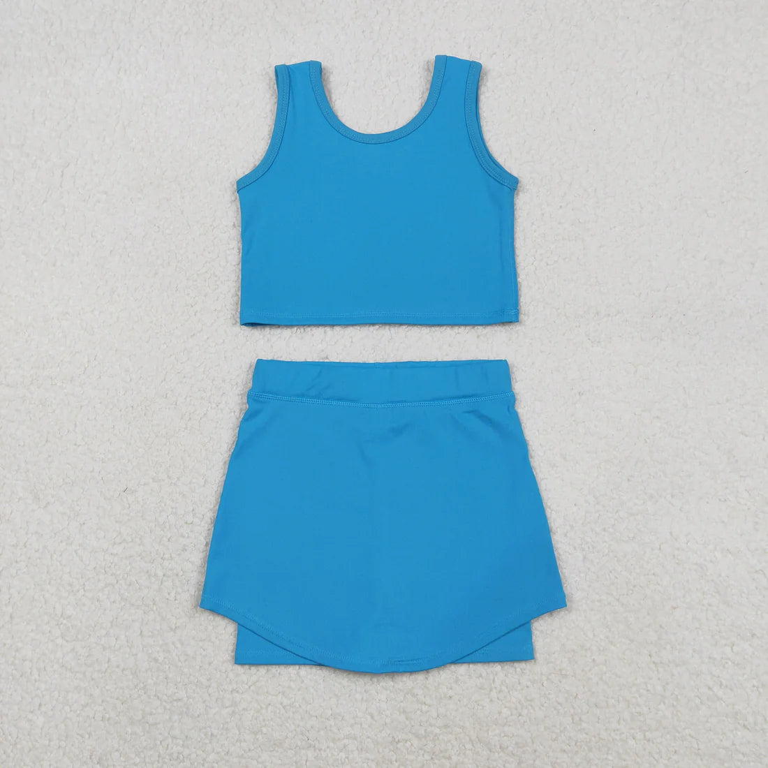 11.21 RTS Sibling Baby Girls Pink Blue Sleeveless Vest Skirt Shorts Yoga Active Clothes Sets