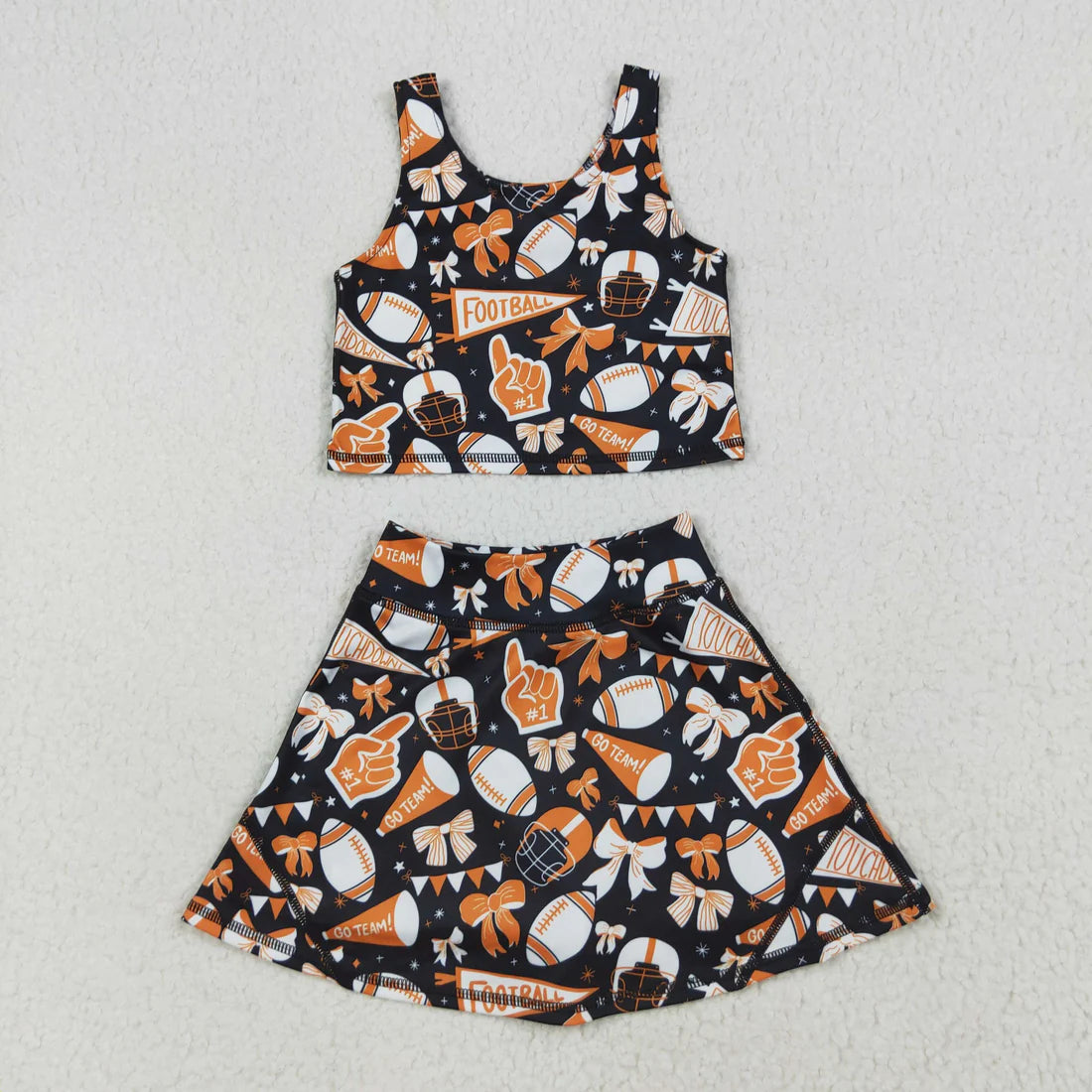 10.1 RST Sibling Baby Girls Sleeveless Bows Cheer Vest Top Yoga Athletic Skorts Sets