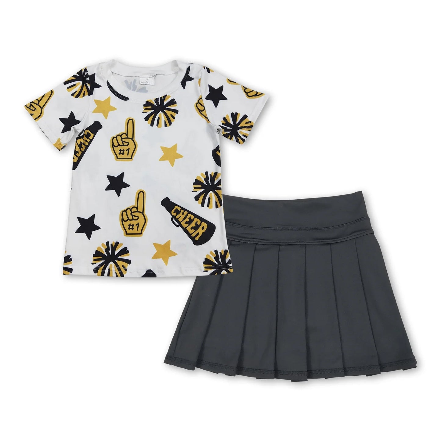 8.20 RTS Sibling Baby Girls Cheer Plaid Shirts Top Yoga Skorts Team Sets
