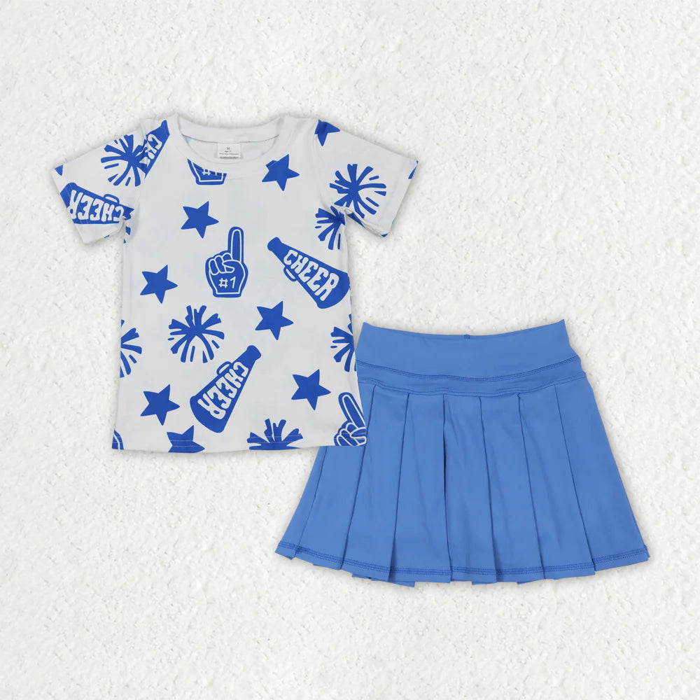 10.1 RST Sibling Baby Girls 4 colors Cheer Top Yoga Pleated Skirts Team Clothes Sets