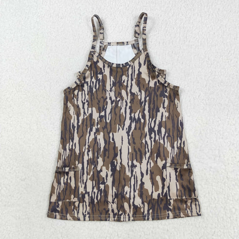 9.22 RTS Sibling Baby Girls Straps Western Camo Shorts Yoga Active Dresses