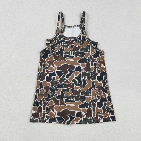 9.22 RTS Sibling Baby Girls Straps Western Camo Shorts Yoga Active Dresses