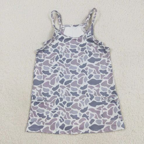 9.22 RTS Sibling Baby Girls Straps Western Camo Shorts Yoga Active Dresses