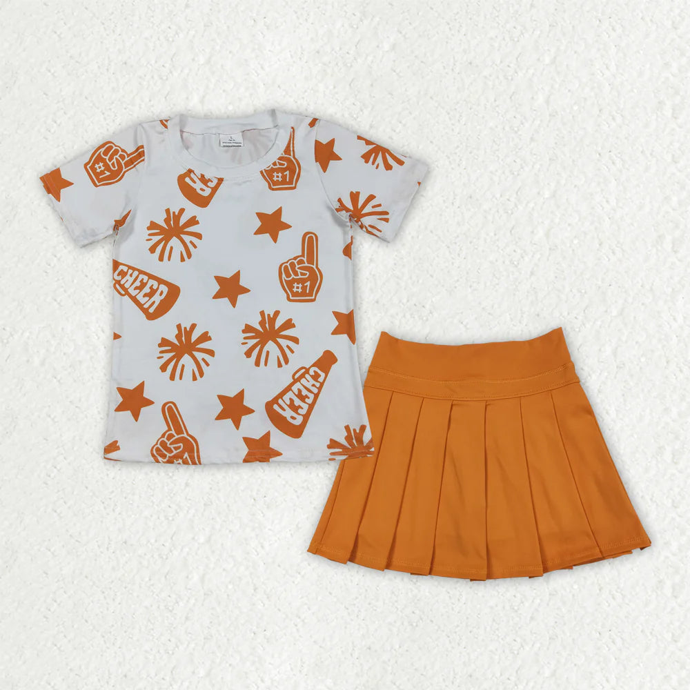 10.1 RST Sibling Baby Girls 4 colors Cheer Top Yoga Pleated Skirts Team Clothes Sets