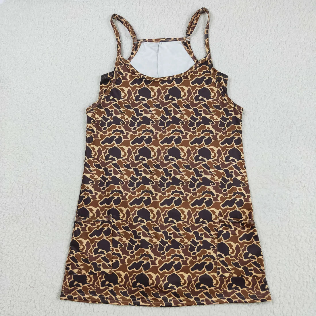 10.20 RTS Mama And Me Strap Camo Pockets Yoga Shorts Dresses