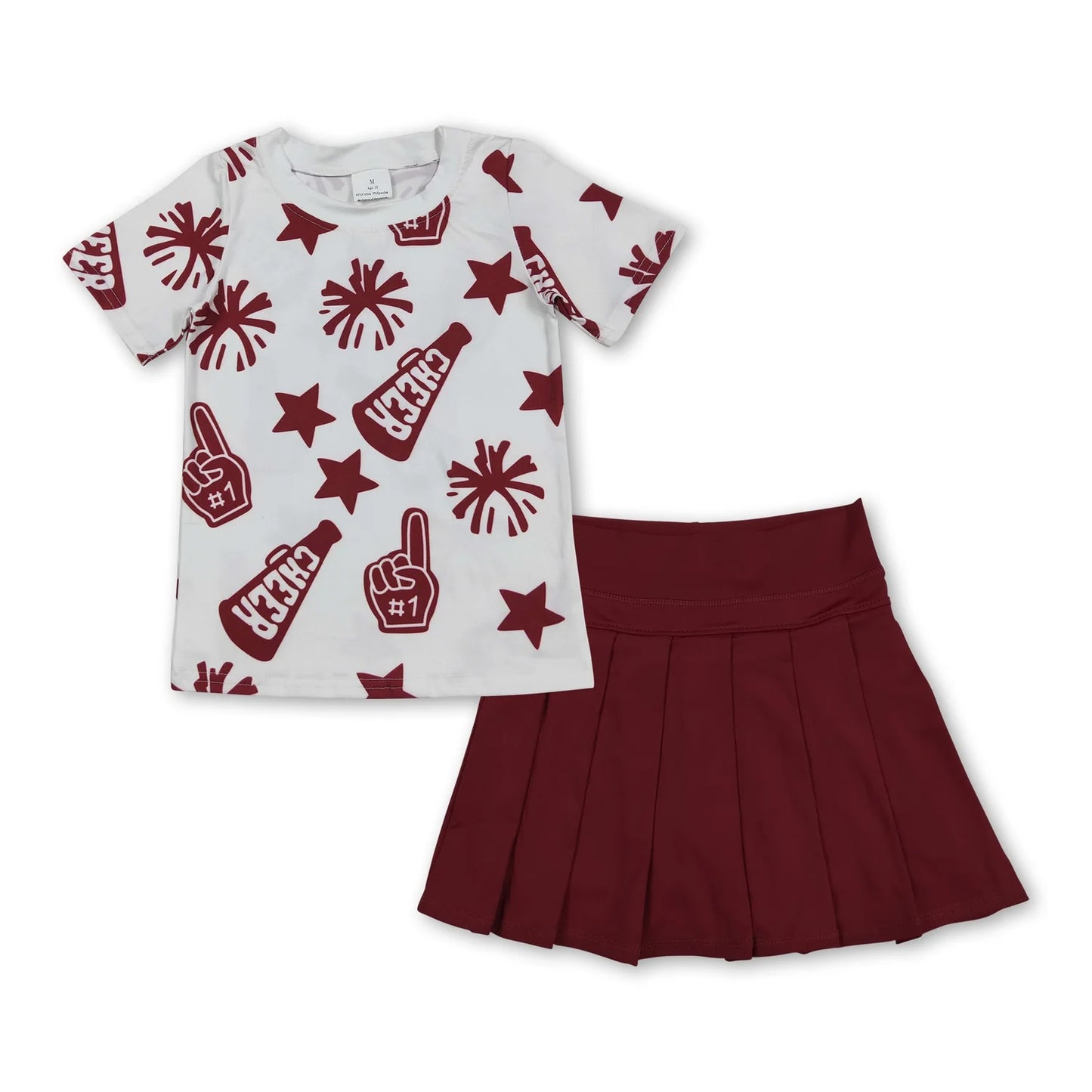 8.20 RTS Sibling Baby Girls Cheer Plaid Shirts Top Yoga Skorts Team Sets