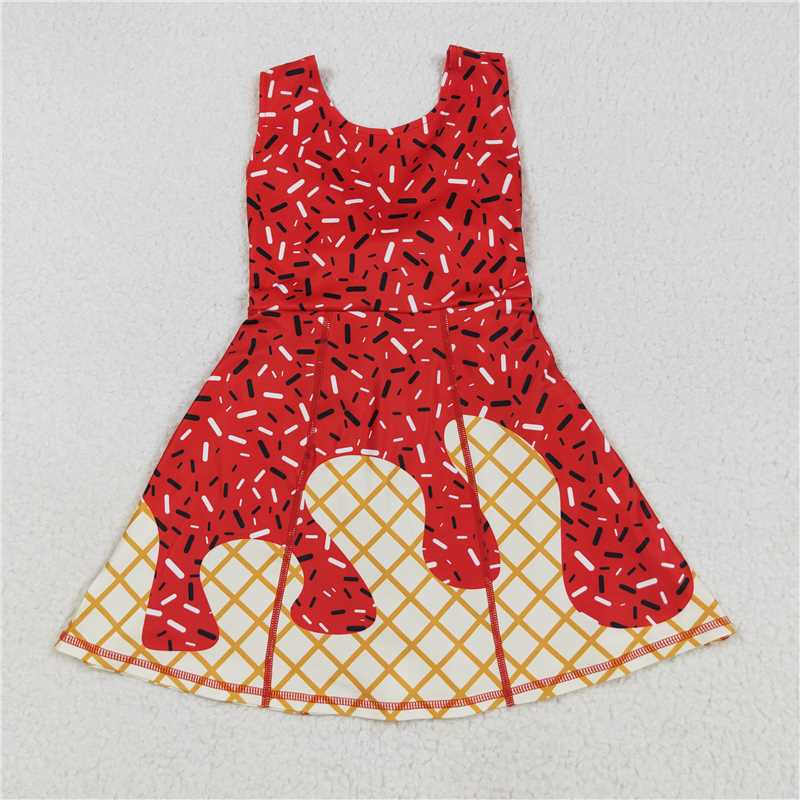 RTS Sibling Baby Girls Outfits Red Ice Cream Sprinkle Long Sleeve Baby Kids Team Hoodie Shorts Set Casual Dress for Children