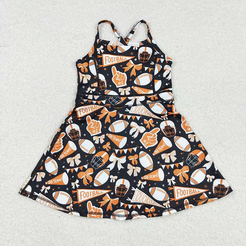 9.29 RTS Sibling Baby Girls Sleeveless Bows Cheer Plaid Yoga Athletic Skorts Team Sets Knee Length Dress