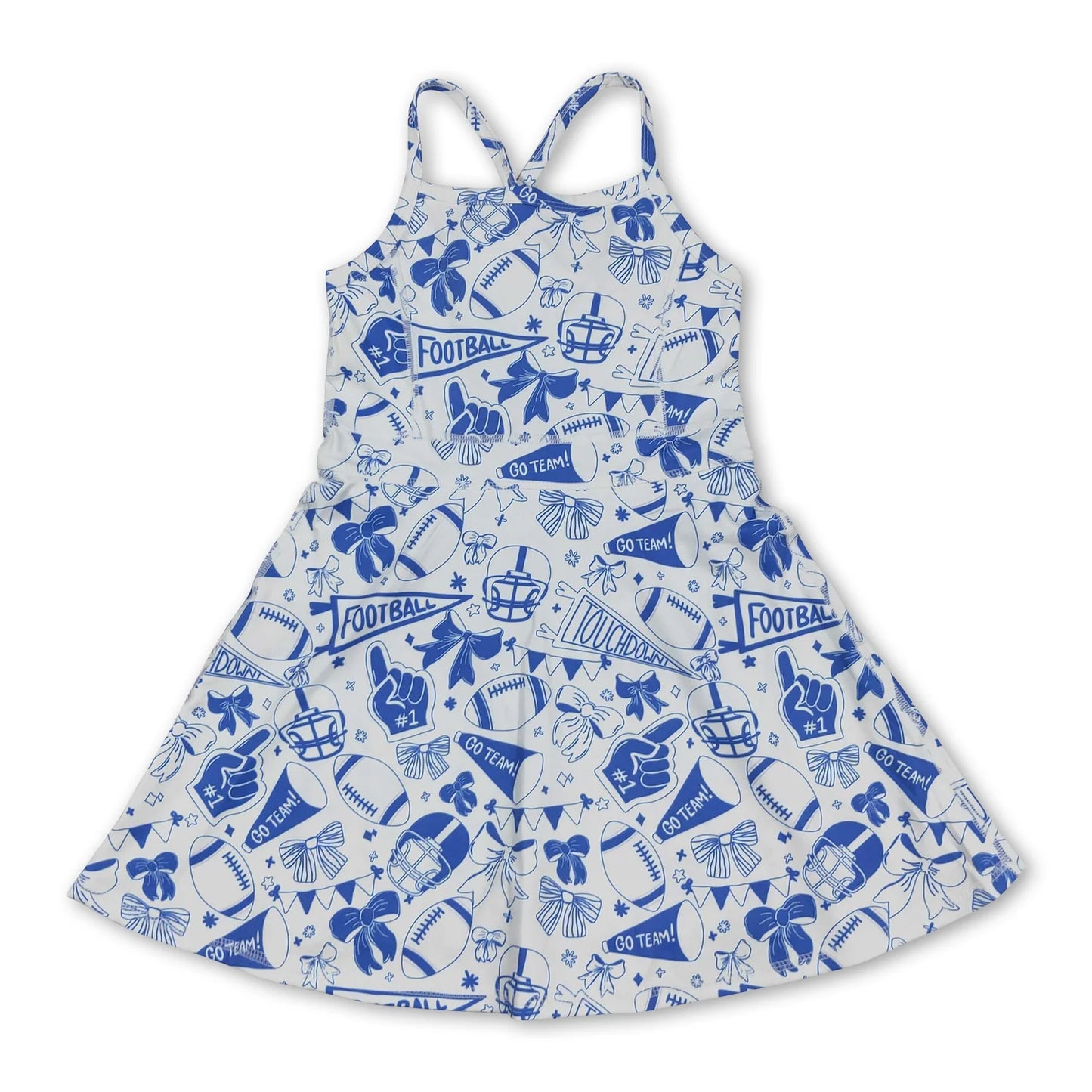 10.10 RST Sibling 3 Colors Baby Girls Bows Footballs Go Team Shorts Yoga Active Knee Length Dresses