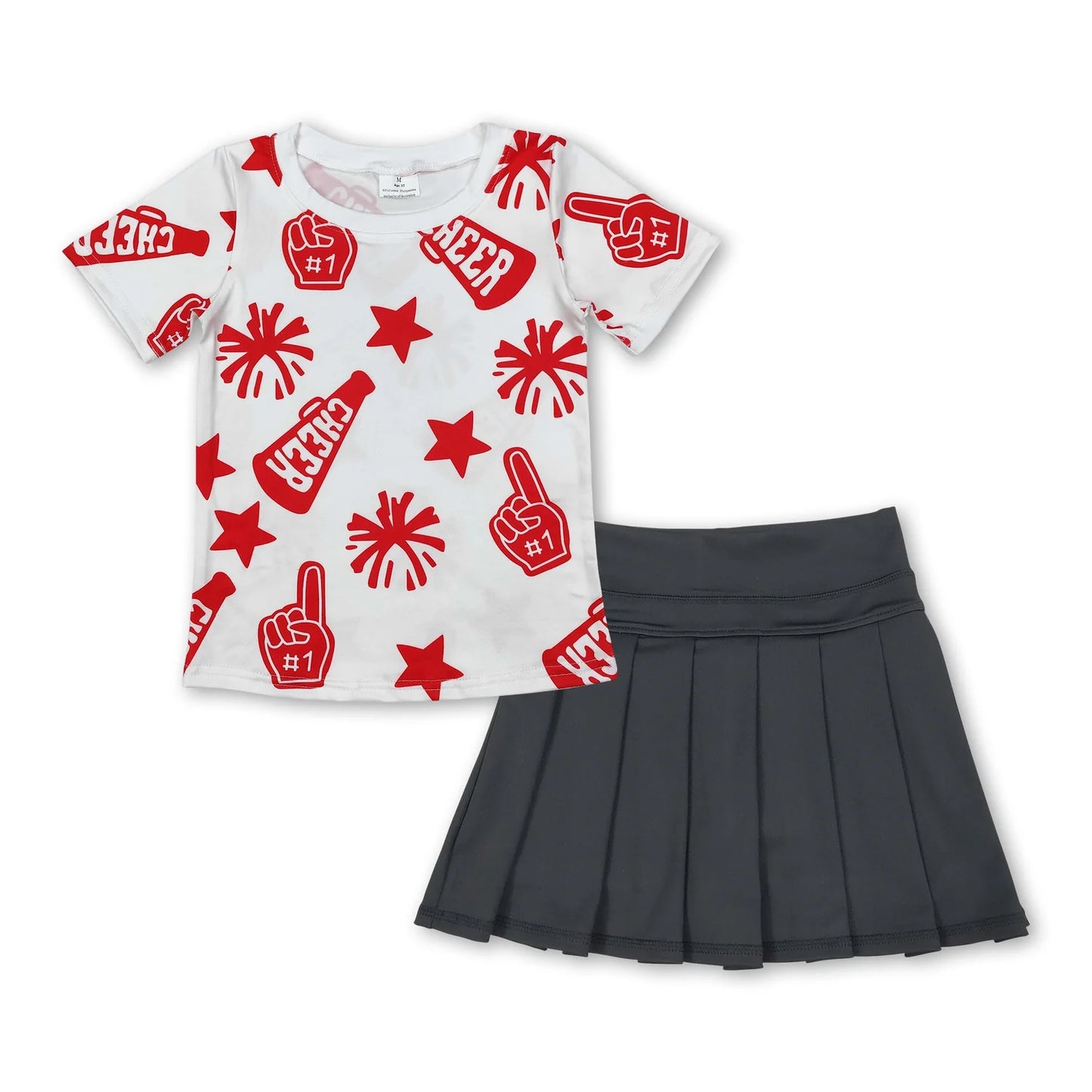 8.20 RTS Sibling Baby Girls Cheer Plaid Shirts Top Yoga Skorts Team Sets