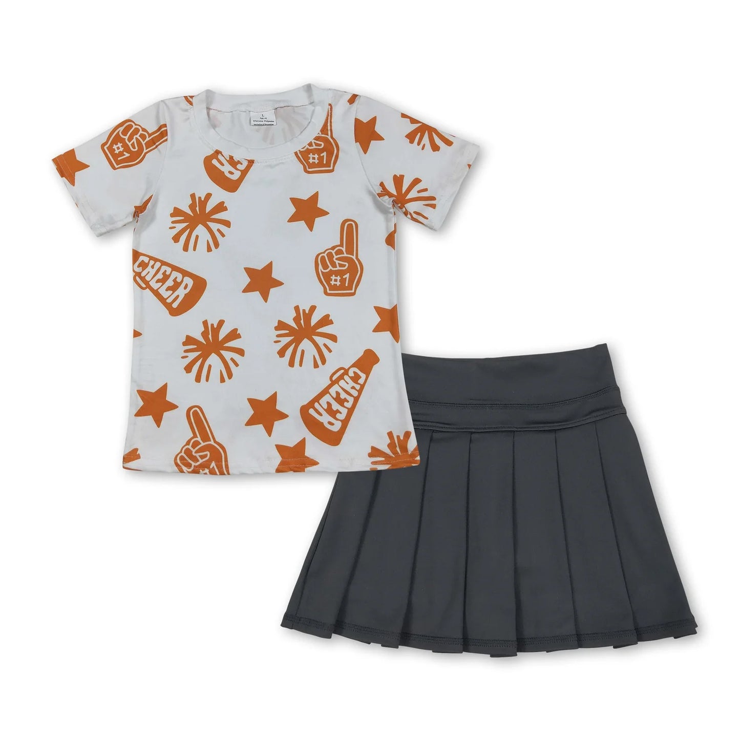 8.20 RTS Sibling Baby Girls Cheer Plaid Shirts Top Yoga Skorts Team Sets