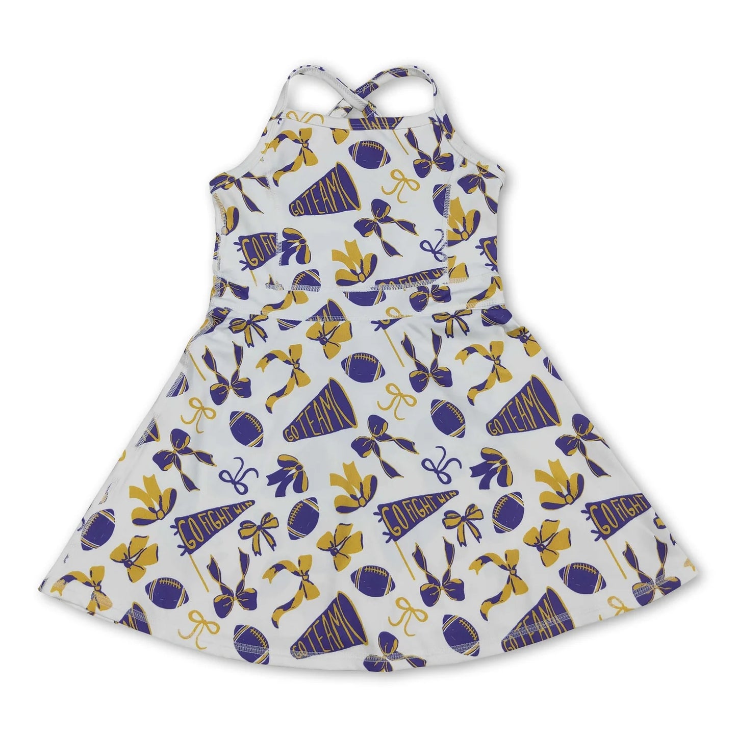 10.10 RST Sibling 3 Colors Baby Girls Bows Footballs Go Team Shorts Yoga Active Knee Length Dresses