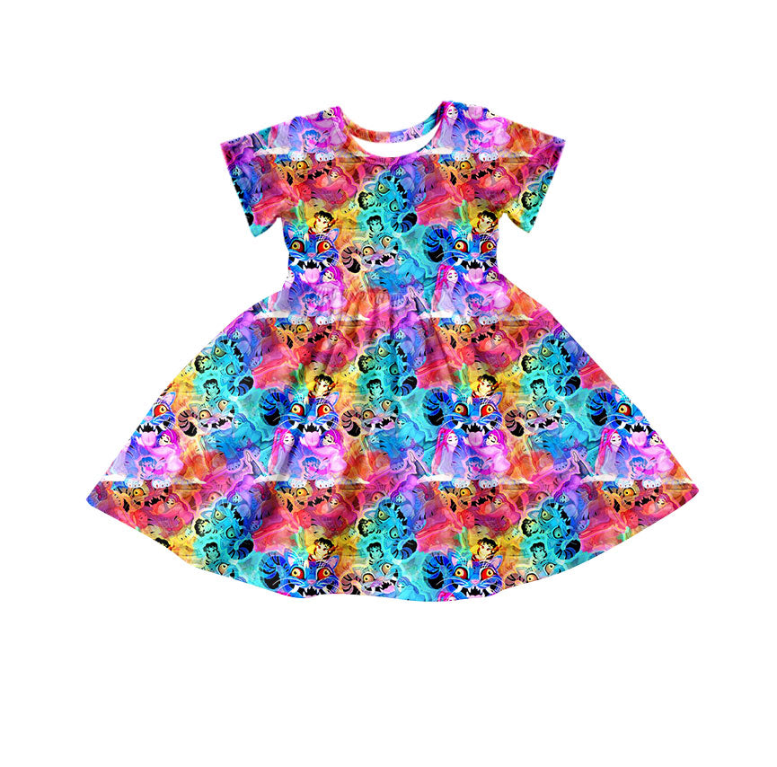 10.15 GSD2920 Pre order No Moq Baby Girls Short Sleeve Cartoon Girls Knee Length Dresses