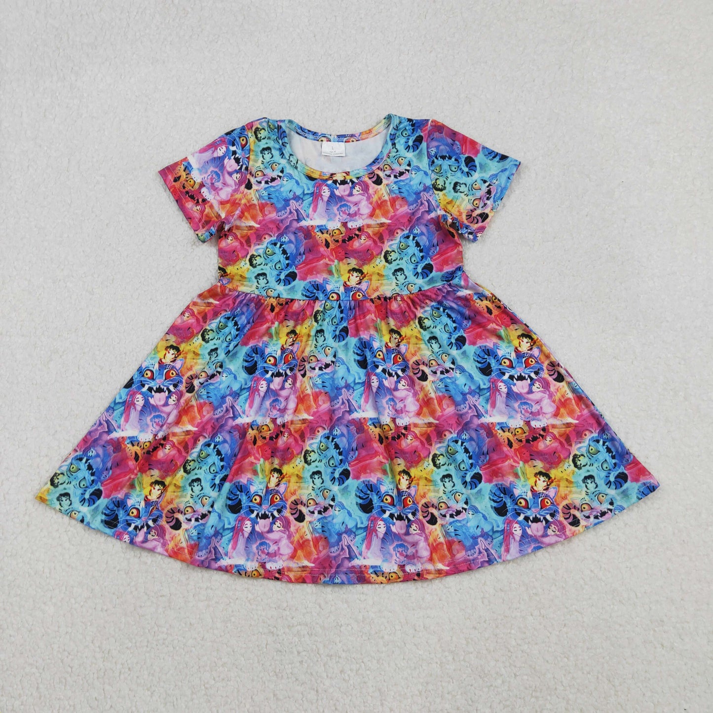 11.12 RTS NO MOQ (In stock)GSD2920 Baby Girls Short Sleeve Cartoon Demon Hunter Knee Length Dresses