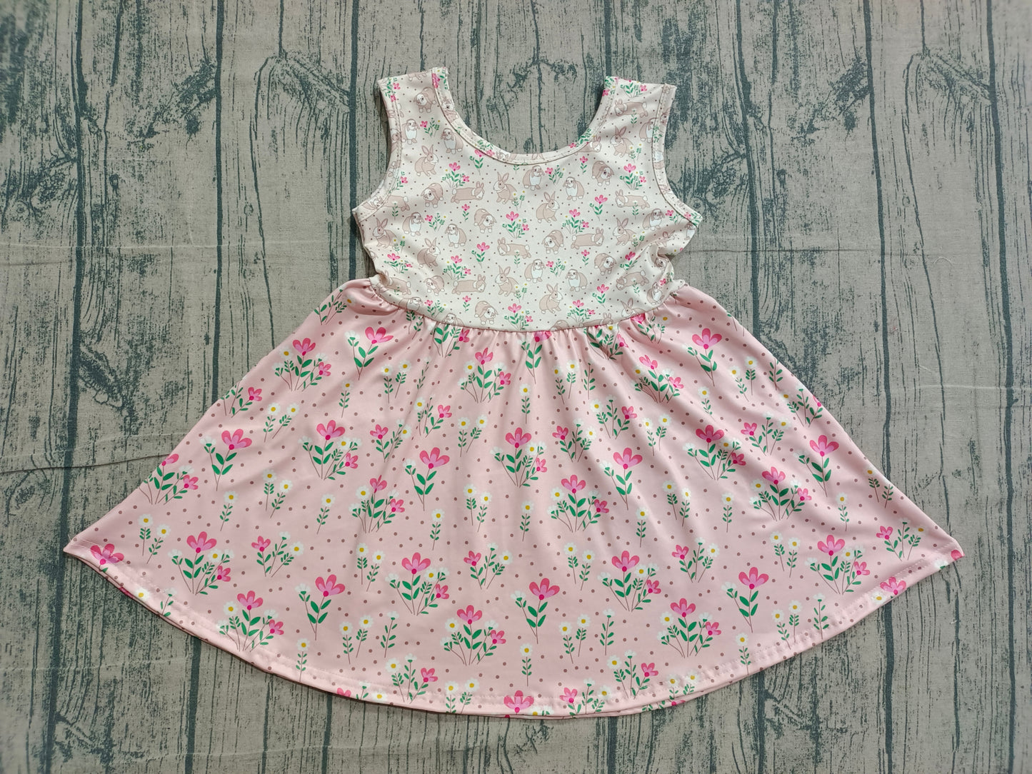 1.31 GSD2984 Sample No Moq Baby Girls Rabbits Flowers Easter Knee length Dresses