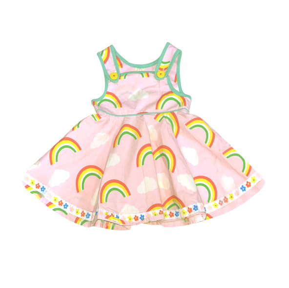 11.1 GSD3005 Pre order No Moq Baby Girls Sleeveless Rainbows Flowers Ruffle Knee Length Dresses