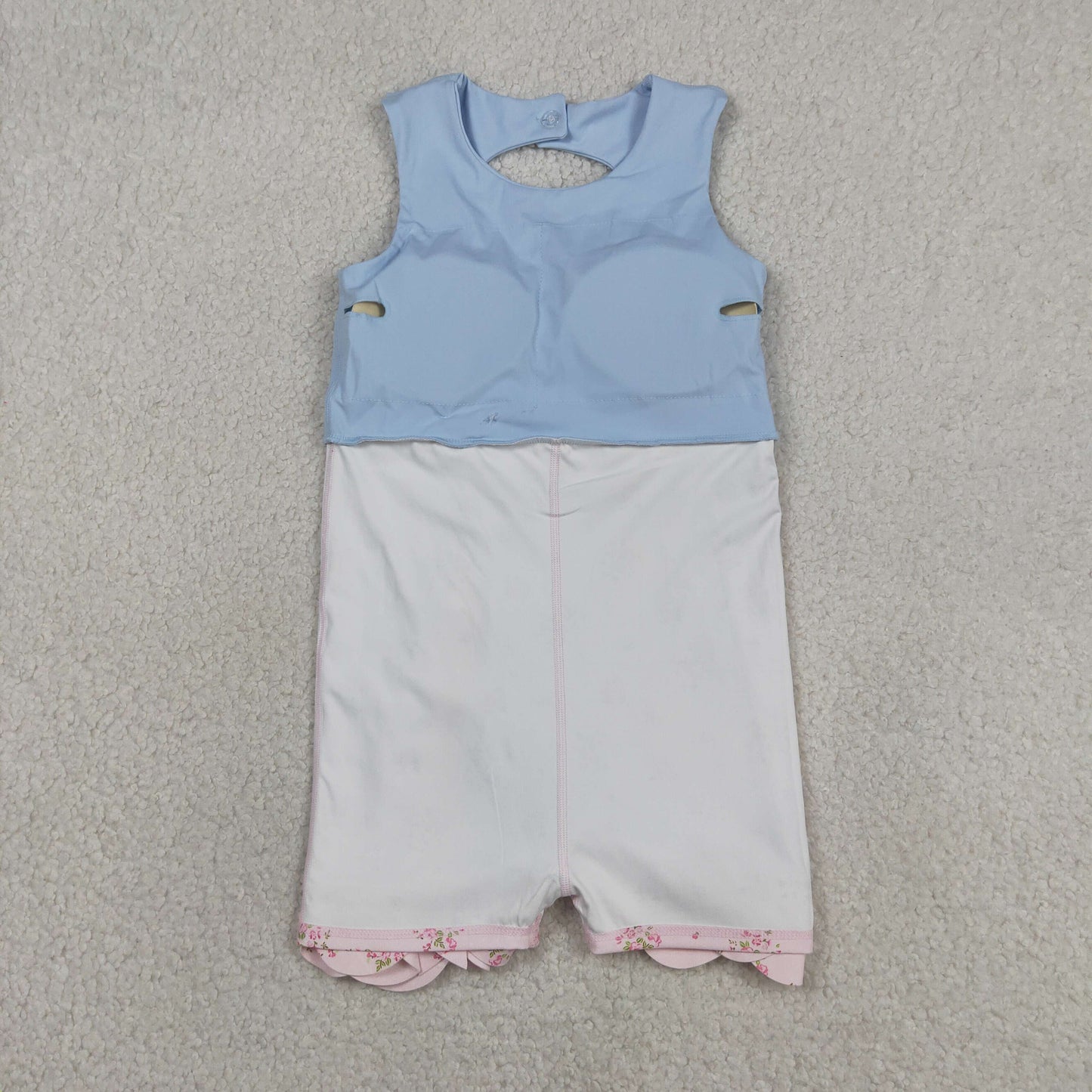 GSD3030 RTS NO MOQ (In stock )Sleeveless floral bow light blue kids girls summer athletic dress