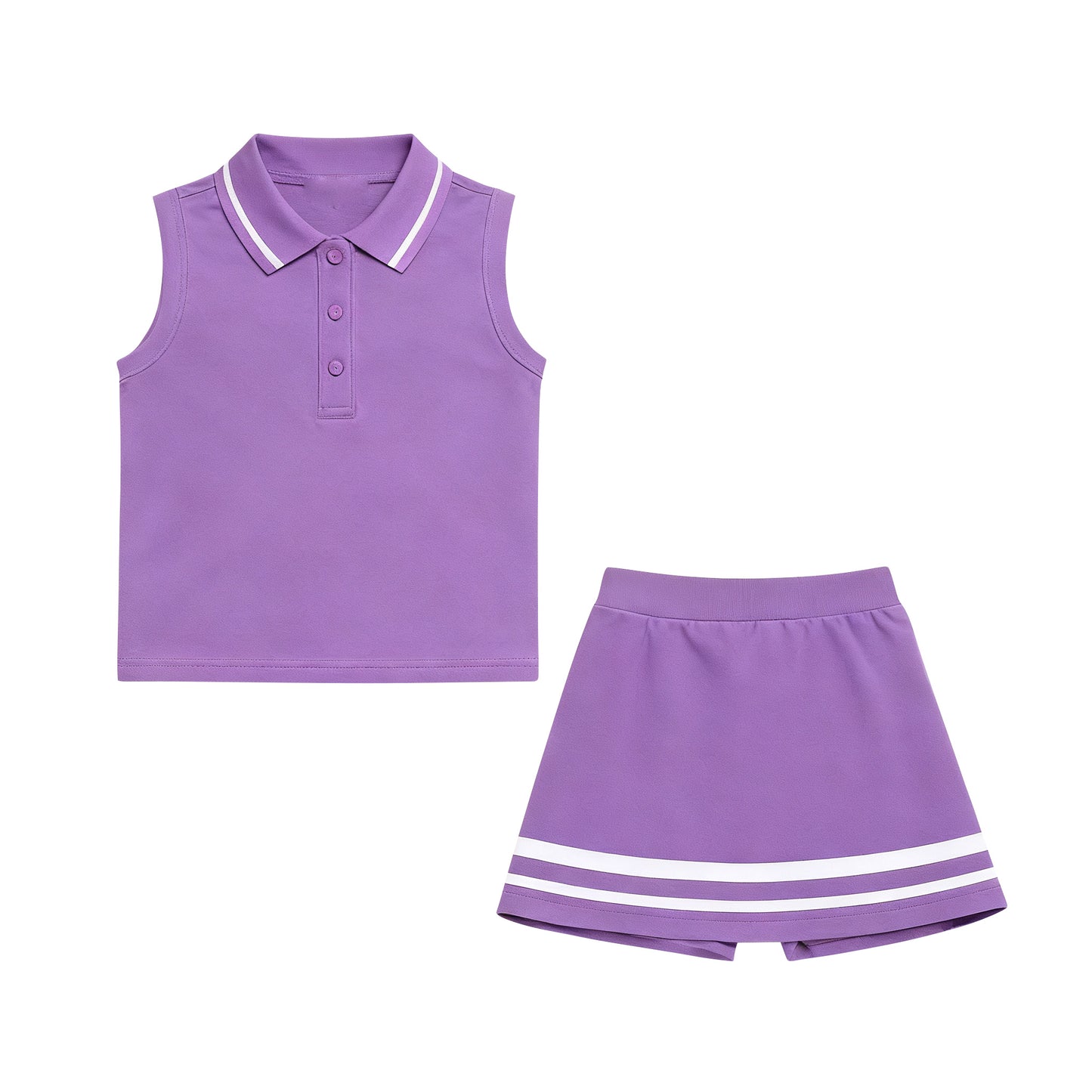 11.13 GSD3105 Pre order No Moq Yoga fabric Baby Girls Purple Sleeveless Button Vests Skirt Shorts Yoga Clothes Sets