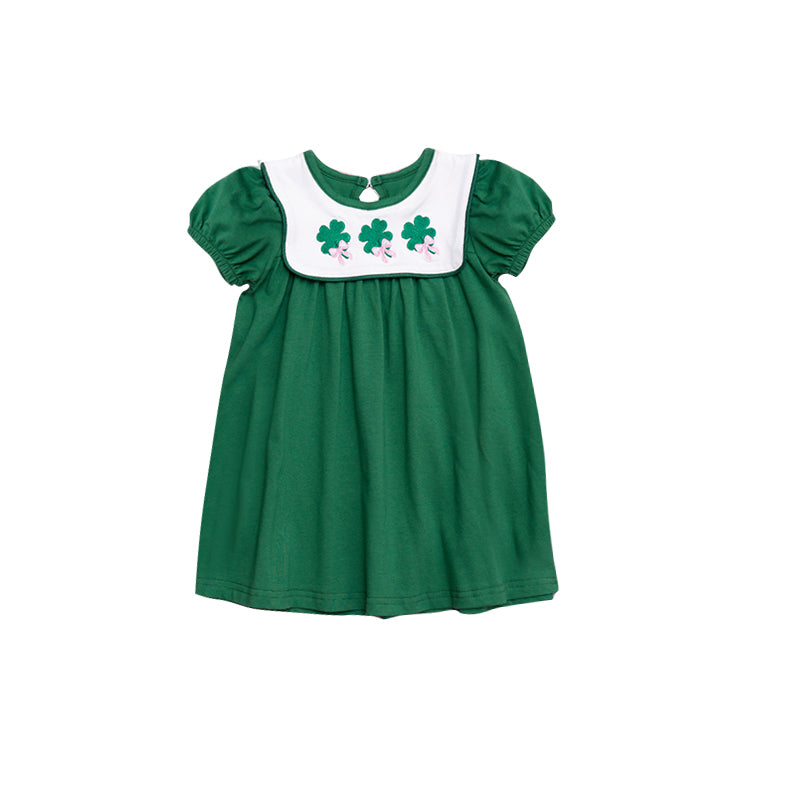 11.13 GSD3117 Pre order No Moq Baby Girls Bows Clovers St Patrick Knee Length Dresses