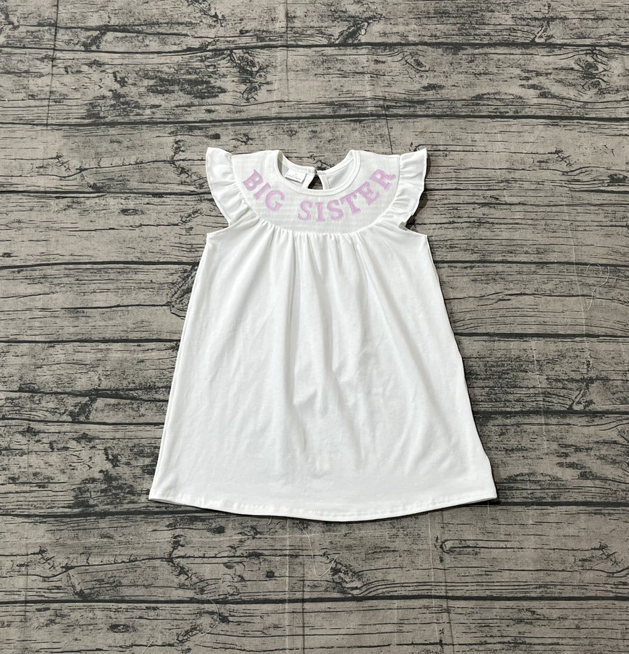 RTS Sibling Flutter sleeves big sister smocked stripe girls dresses