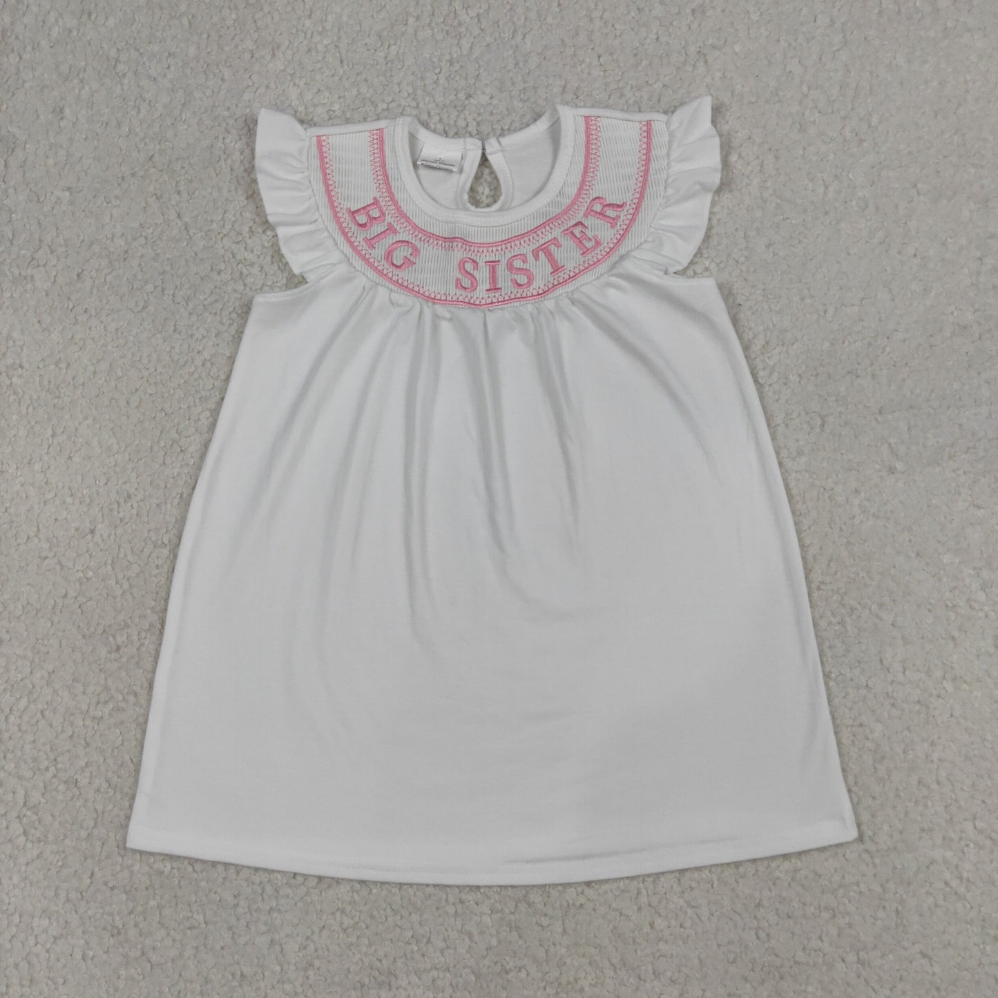 4.14 RTS Sibling Flutter sleeves big sister smocked stripe girls dresses