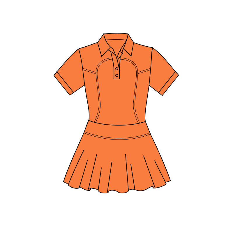 11.20 GSD3168 Pre order No Moq Yoga fabric Baby Girls Orange Short Sleeve Button Pleated Yoga Knee Length Dresses