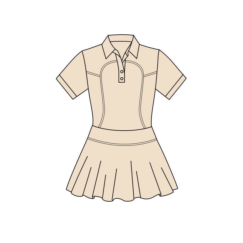 11.20 GSD3170 Pre order No Moq Yoga fabric Baby Girls Khaki Short Sleeve Button Pleated Yoga Knee Length Dresses
