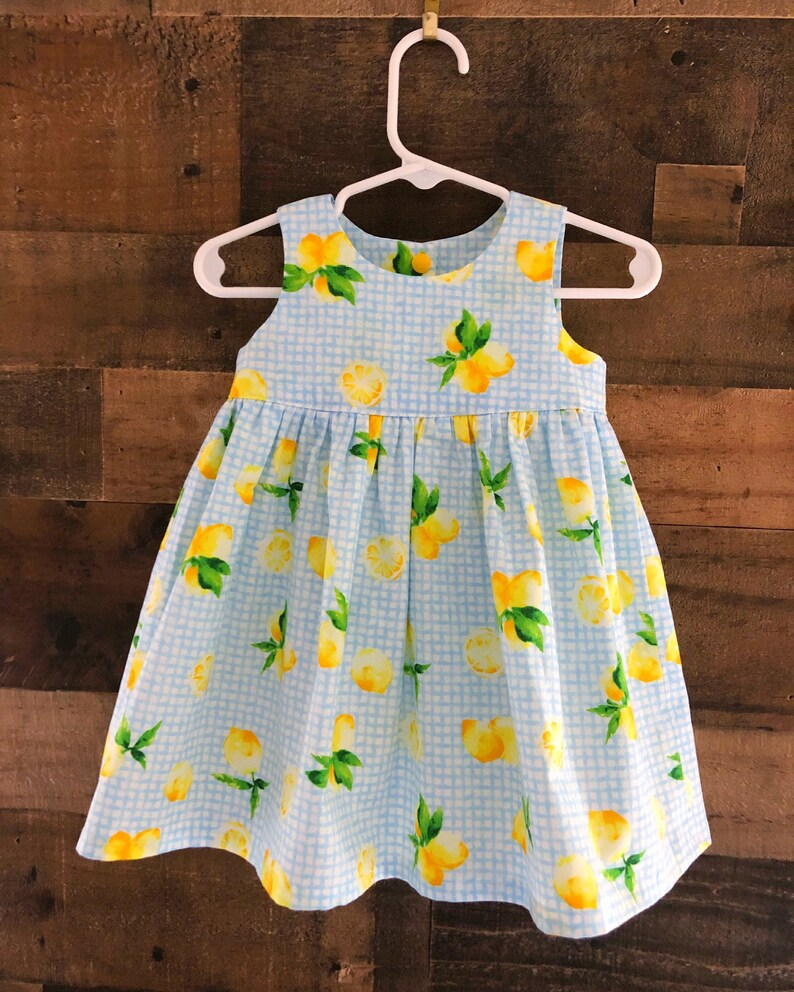 12.5 GSD3380 Pre order No Moq Baby Girls Sleeveless Blue Checked Flowers Knee Length Dresses