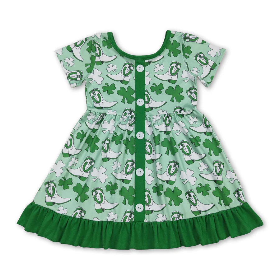 4.15 RTS Sibling Short sleeves bow rabbit ruffle girls Easter dresses
