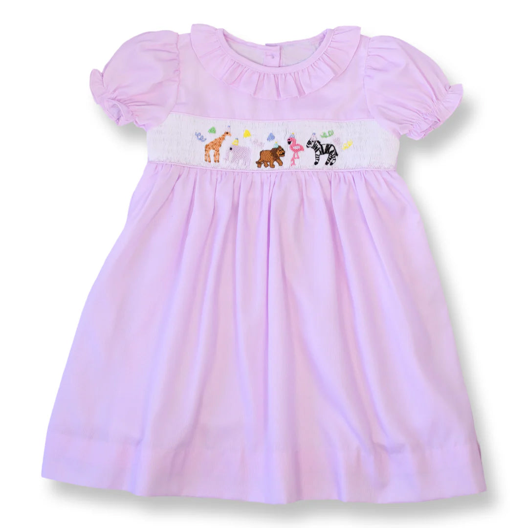 1.9 GSD3578 Pre order No Moq Baby Girls Short Ruffle Sleeve Animals Collar Knee Length Dresses