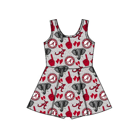 1.9 GSD3582 Pre order No Moq Yoga fabric Baby Girls Elephants A Team Yoga Active Shorts Knee Length Dresses