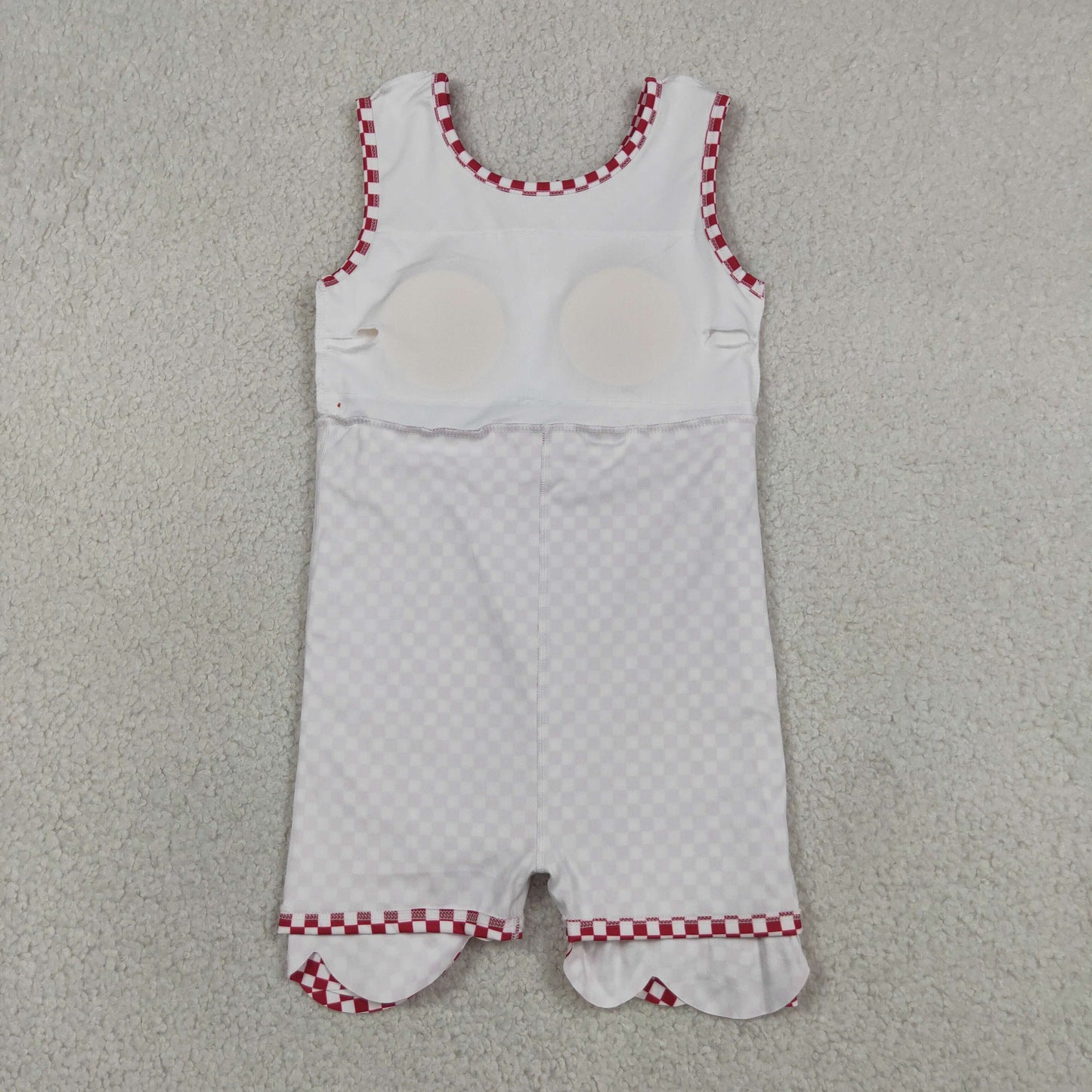 GSD3669 RTS NO MOQ (In stock)Sleeveless plaid scallop bow kids girls athletic dress