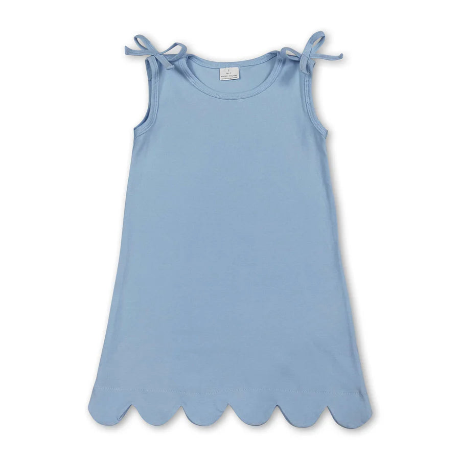 RTS Sibling Sleeveless cotton scallop girls summer dress