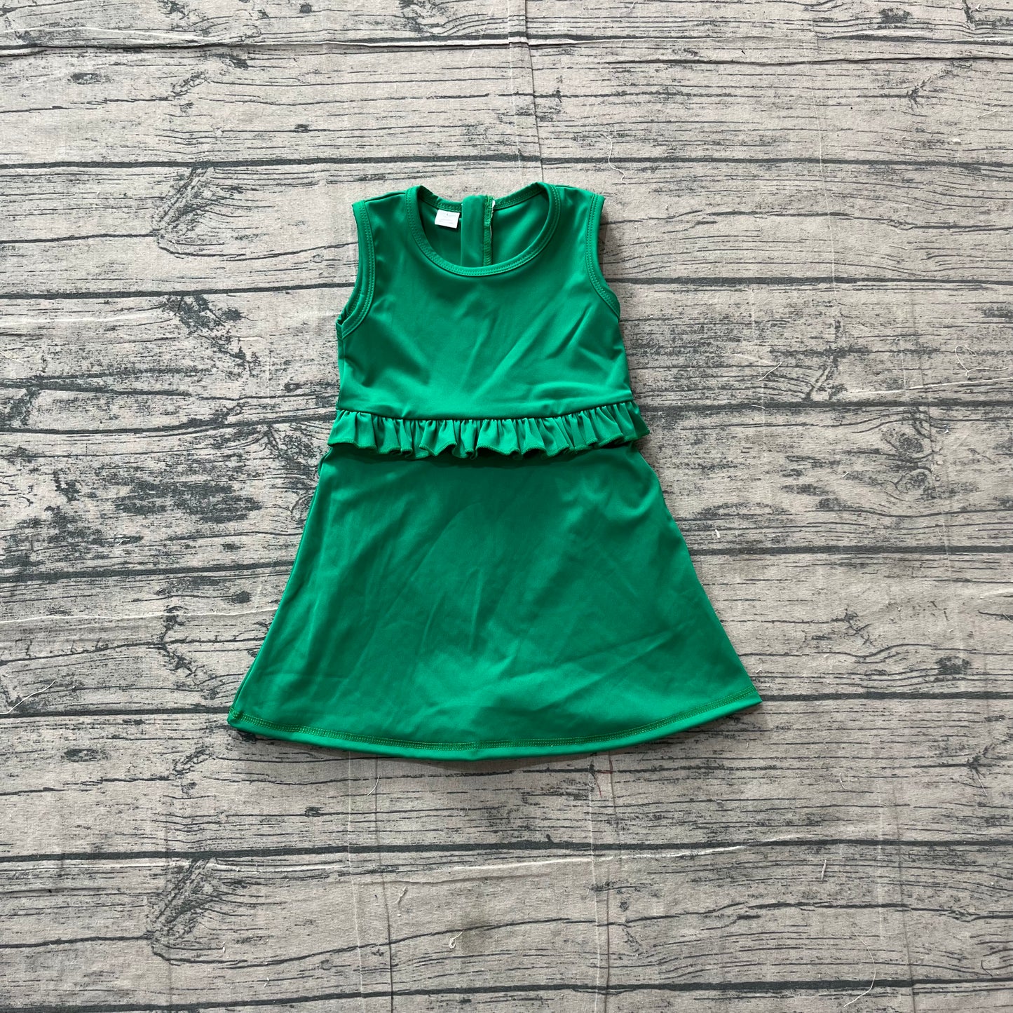 5.4 GSD3742 Sample No Moq Baby Girls Green Sleeveless Yoga Active Shorts Knee Length Dresses