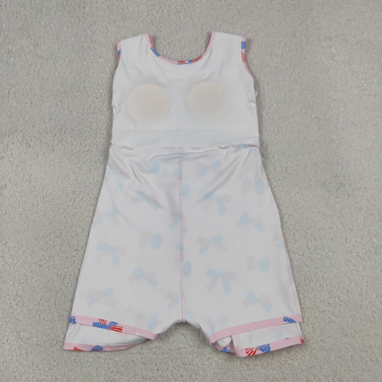 GSD3748 RTS NO MOQ (In stock)Stars stripe bows kids girls 4th of july athletic dresses