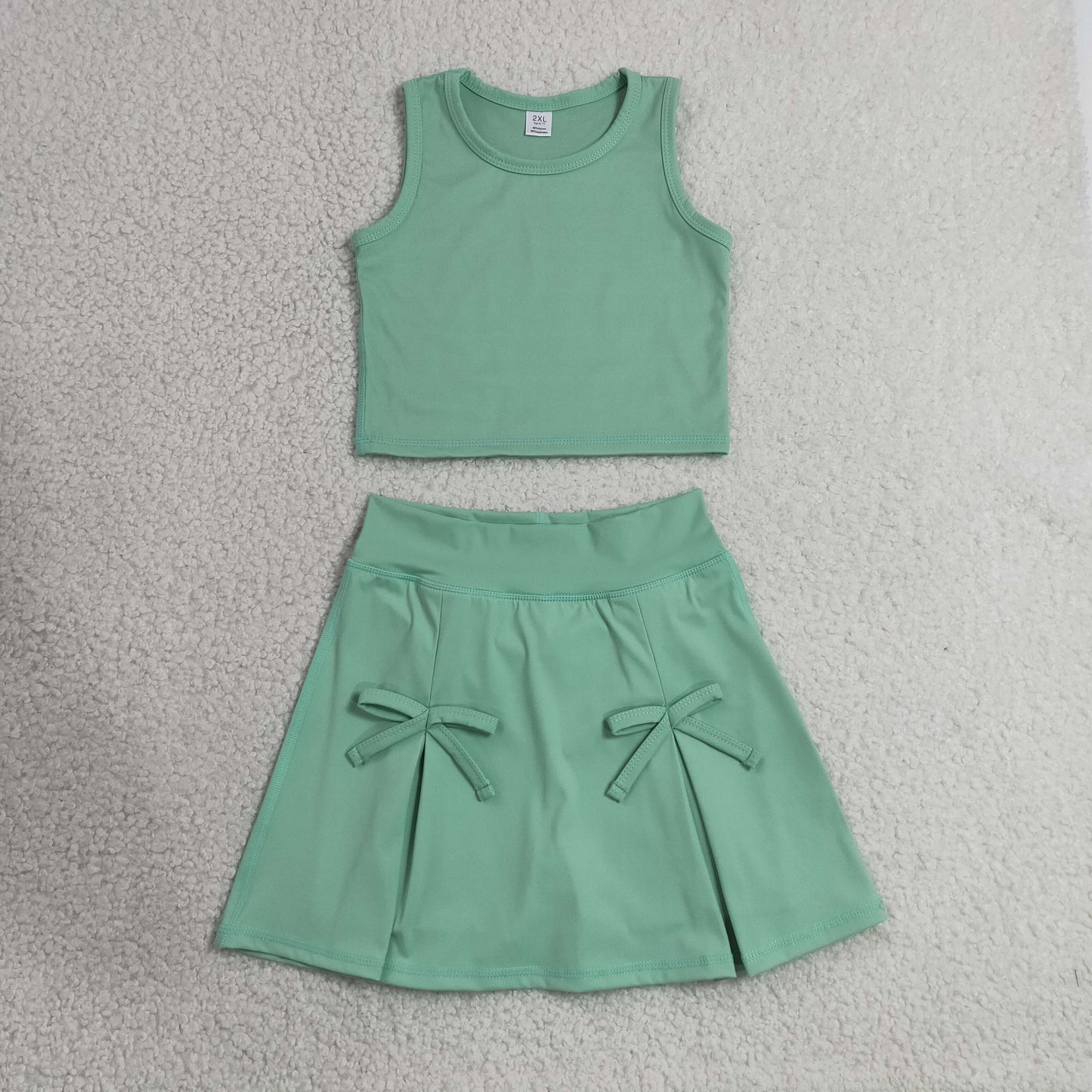 RTS Sibling Sleeveless crop top skirt kids girls active set