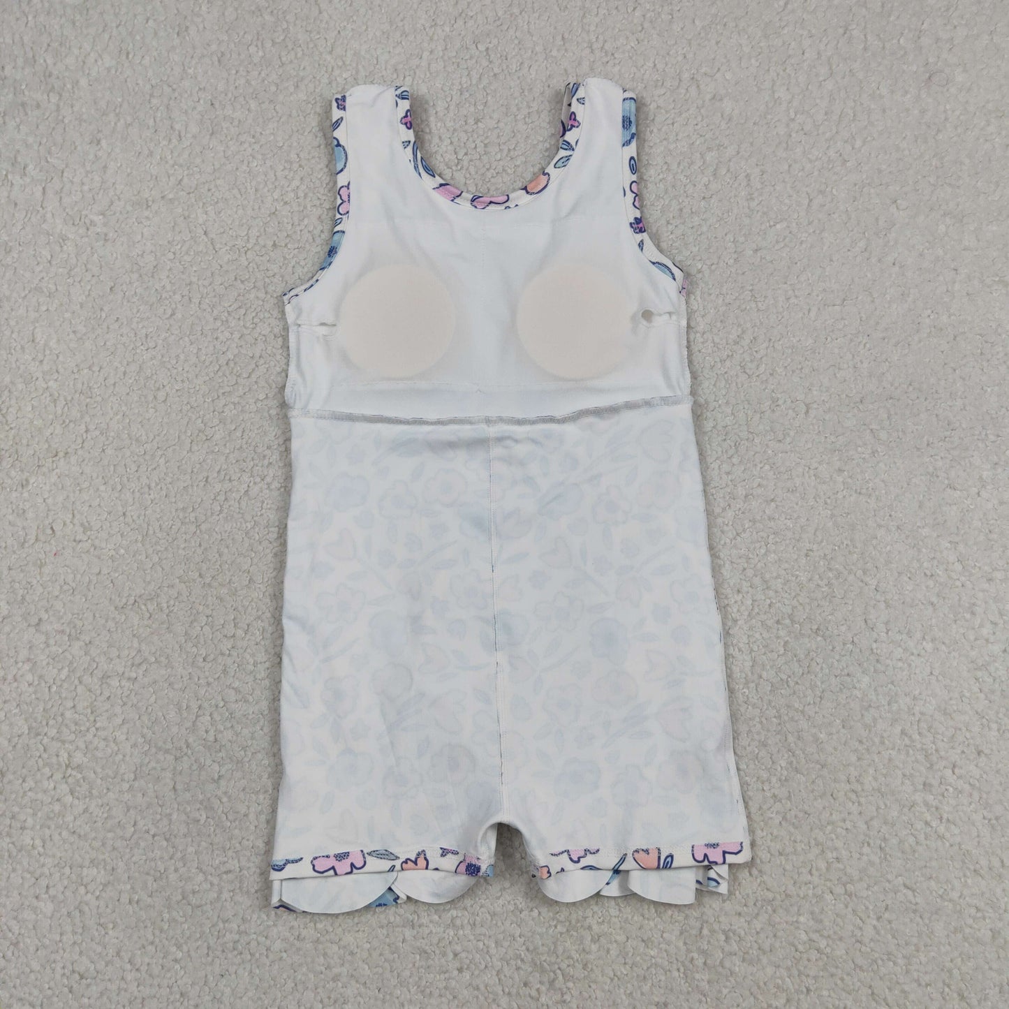 GSD3808 RTS NO MOQ (In stock )Sleeveless floral scallop kids girls summer athletic dress