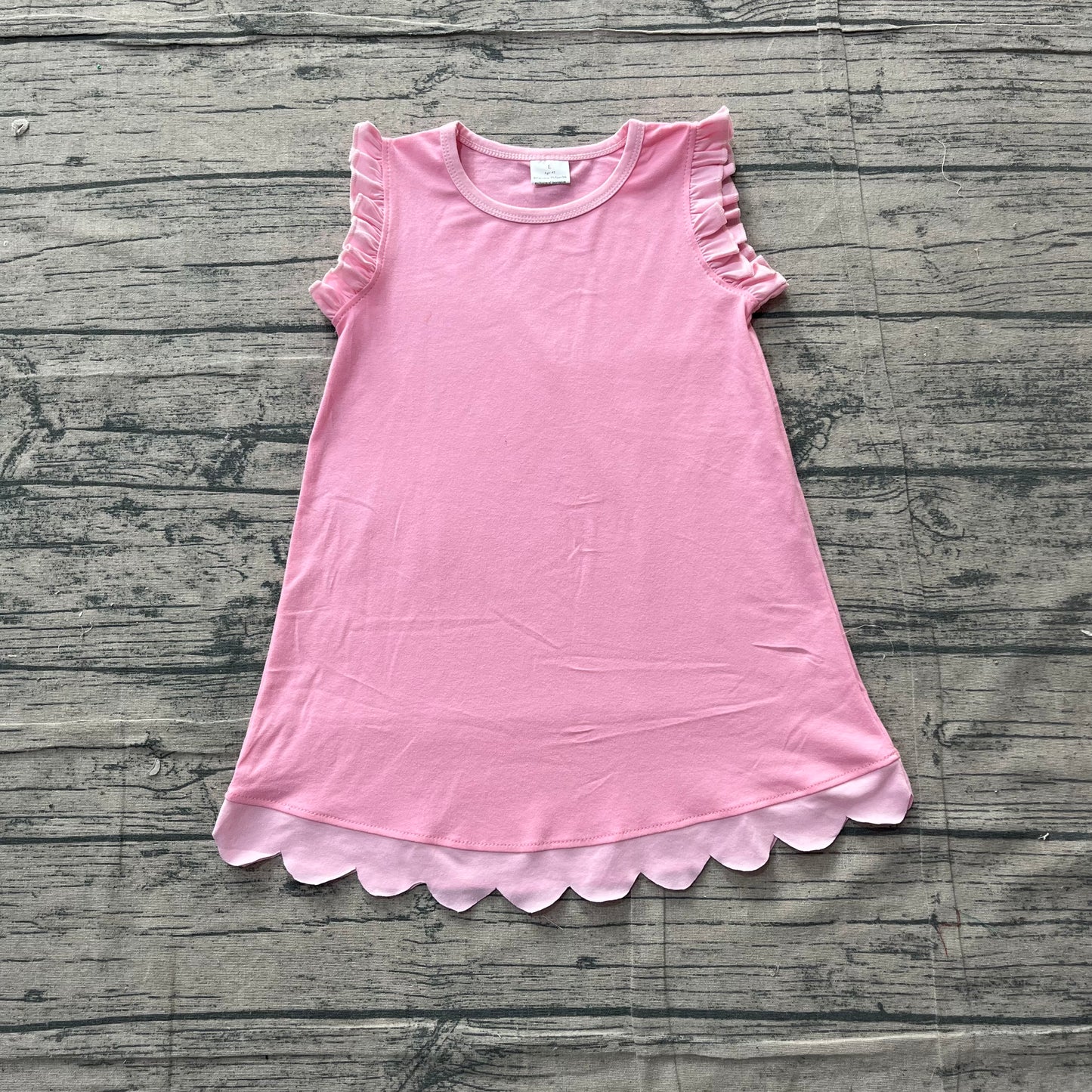 5.4 GSD4043 Sample No Moq Baby Girls Sleeveless Scallop Knee Length Dresses