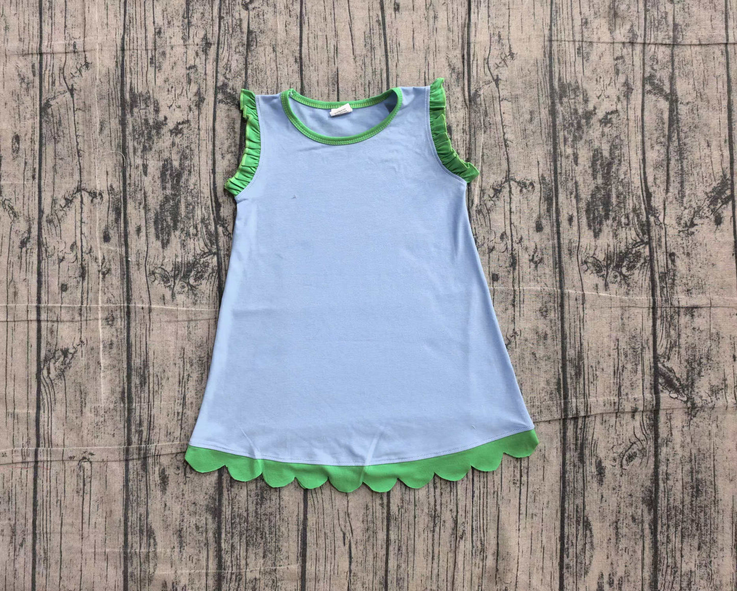 6.2 GSD4060 Sample No Moq Baby Girls Cute Sleeveless Scallop Knee Length Dresses