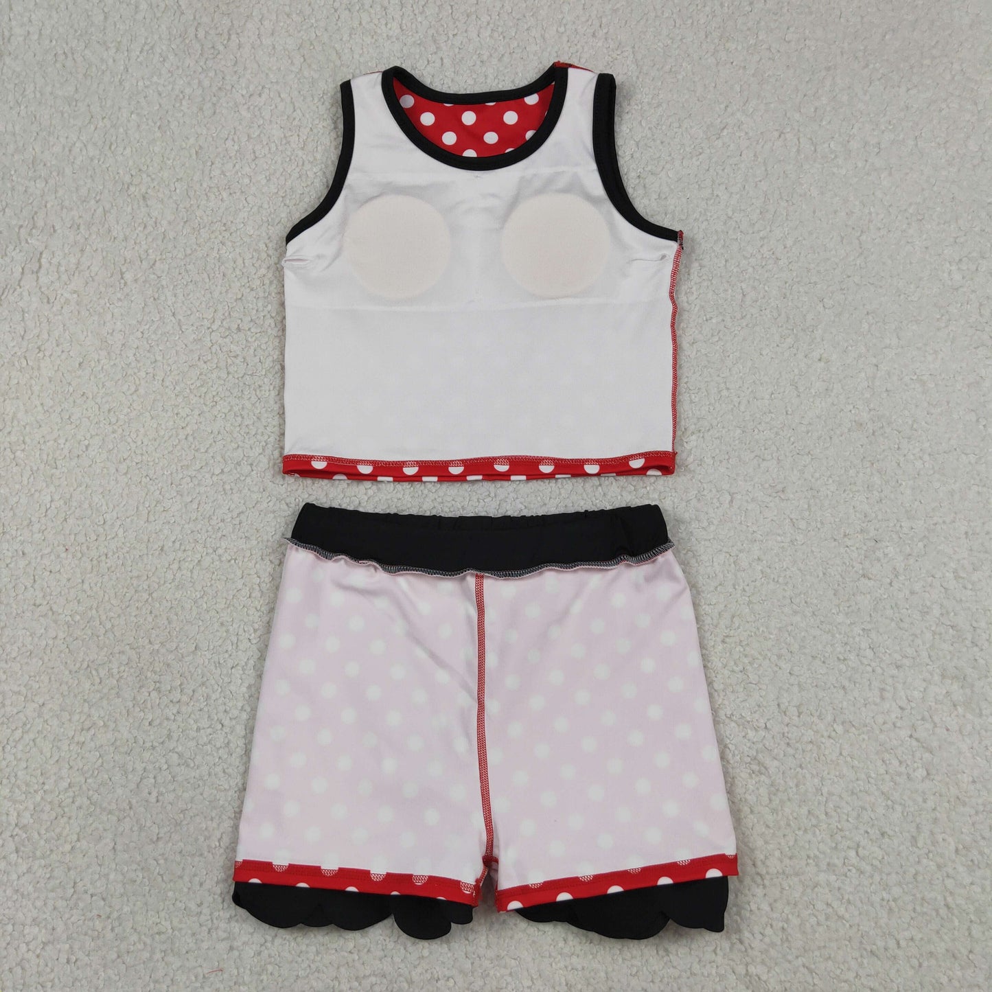 GSD4080 RTS NO MOQ (In stock)Red scallop girls active wear set